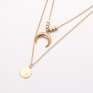 |last 2|NEW Crescent Moon Coin Layered Necklace